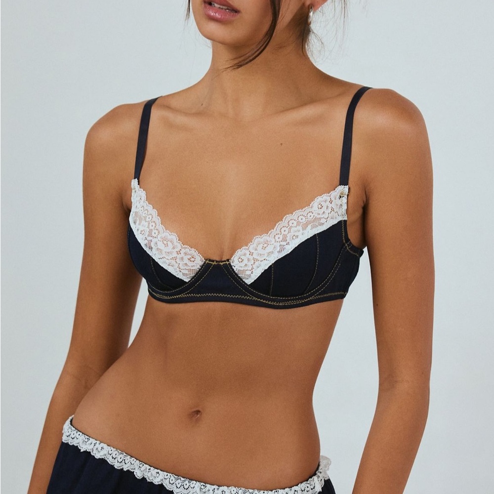 Sexy Summer Urban Denim and Lace Bra
